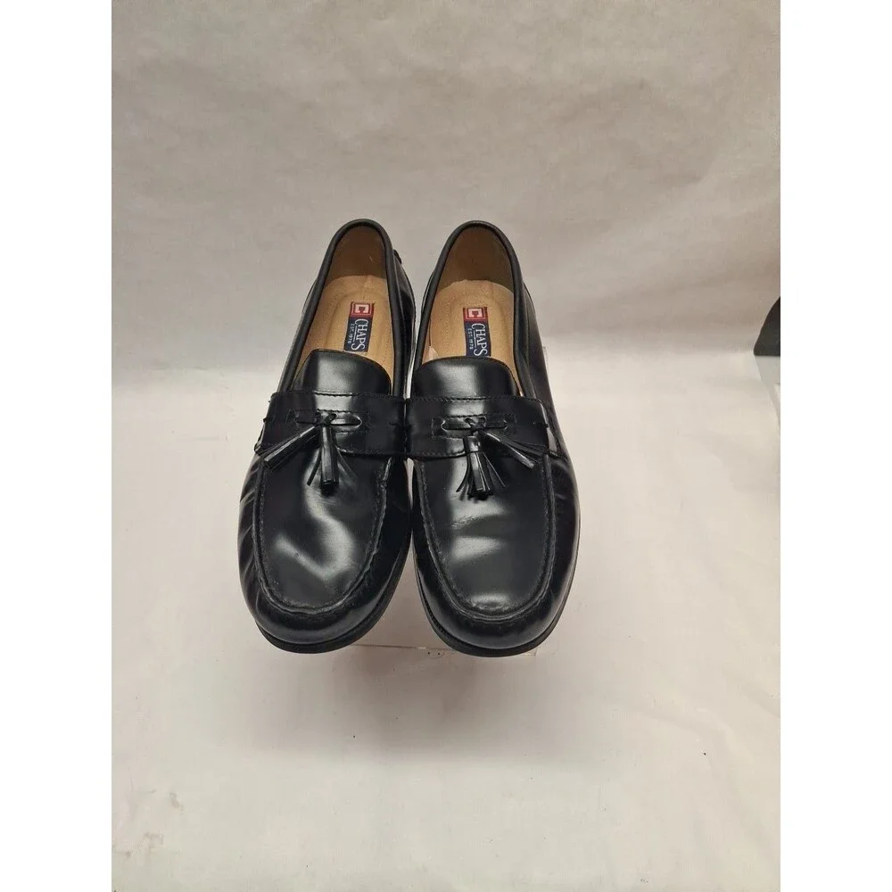 CHAPS Mens Loafer Dress Shoes Black 0968334 Leather Kiltie Tassel Slip On 12M